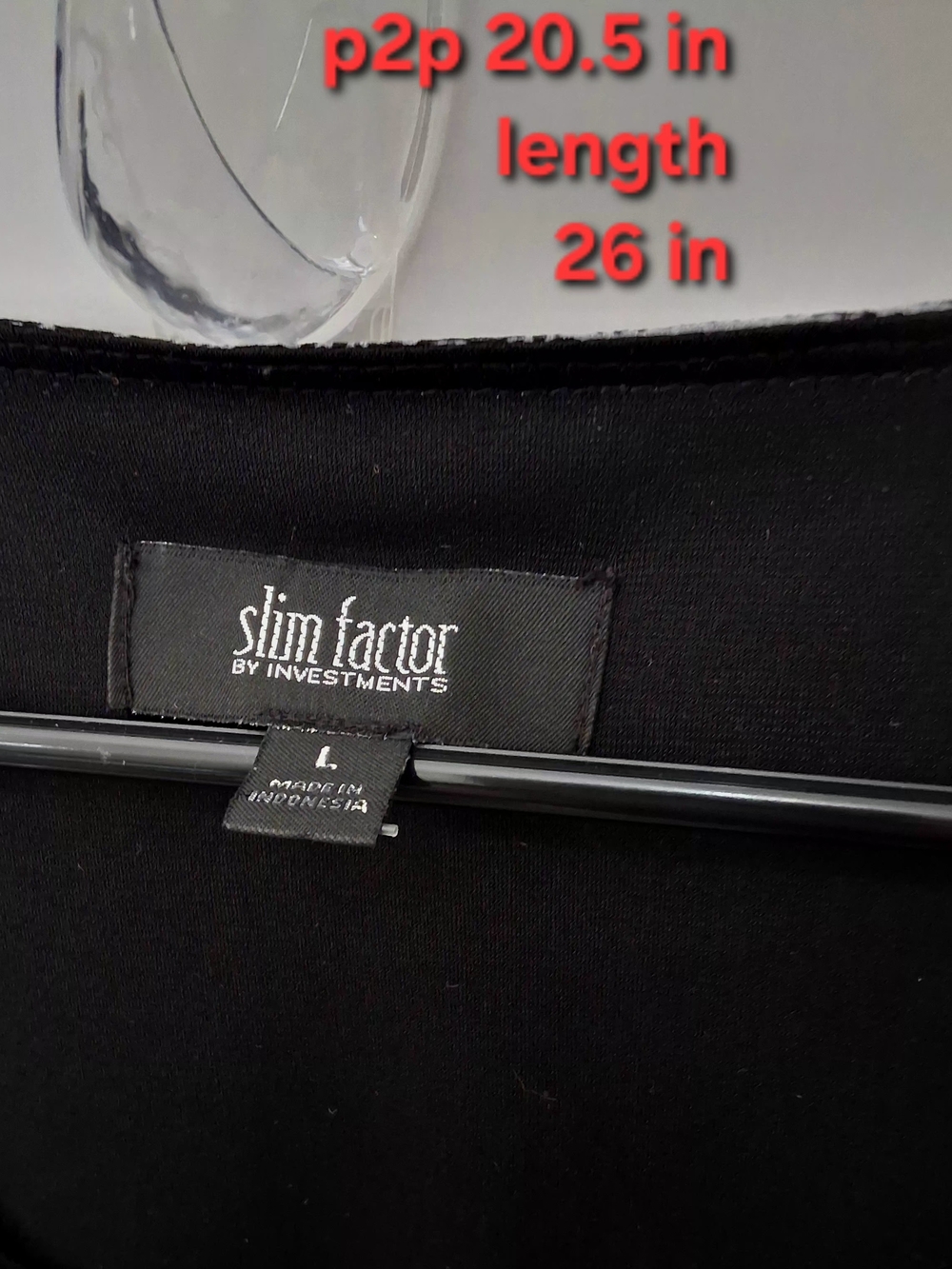SLIM FACTOR Black White Blouse Size Large 2 Pieces - Picture 2 of 6